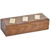 DOMINO MADERA CAJA DECORADA FICHAS METAL