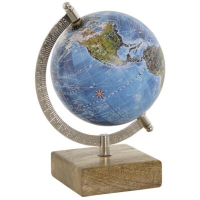 GLOBO TERRAQUEO 12 CM  PEANA CUADRADA MADERA