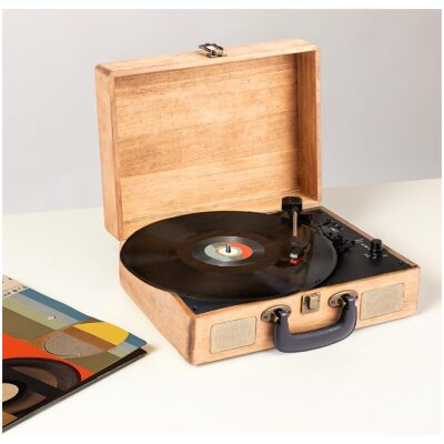 TOCADISCO DE MADERA BLUETOOTH USB