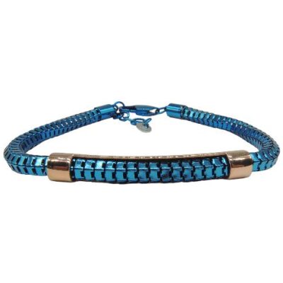 PULSERA I CORDON ACERO APLIQUE ROSADO COL  SURT 