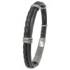 PULSERA I TRENZA PIL CABLE ACERO NEGRO O ROSADO