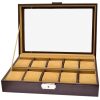 RELOJERO 10 UNID  SIMIL MARRON OSCURO CON VENTANA