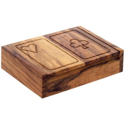 CARTAS DOBLE BAJARA EN CAJA MADERA DE OLIVO