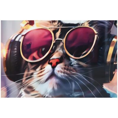 CUADRO 50X50 GATITO CON GAFAS 2 MOD   1 UNID