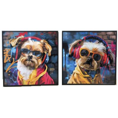 CUADRO 50X50 PERRITO GAFAS 2 MOD   1 UNID 
