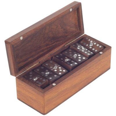 DOMINO MADERA FICHA RELIEVE CAJA MADERA
