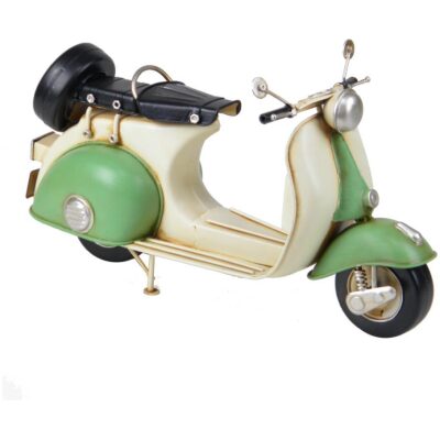 METAL MOTO VESPA  30 CM  BLANCA CON VERDE
