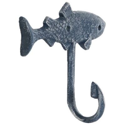 PERCHA PARED TIMON O PEZ HIERRO COLADO AZUL