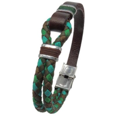 PULSERA MEDIA TRENZA BICOLOR MEDIA PIEL COL  SURT 