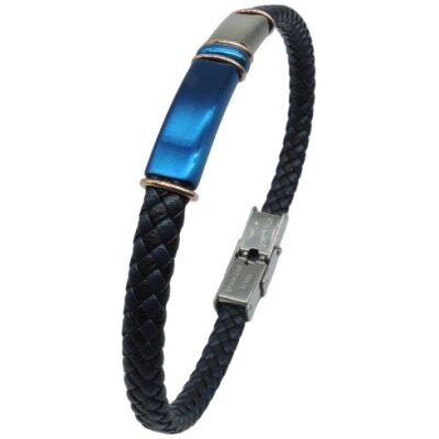 PULSERA TRENZA AZUL METSAL AZUL ACERO Y COBRE