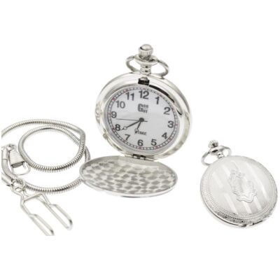 RELOJ BOLSILLO RAYADO CON ESCUDO CADENA CORDON