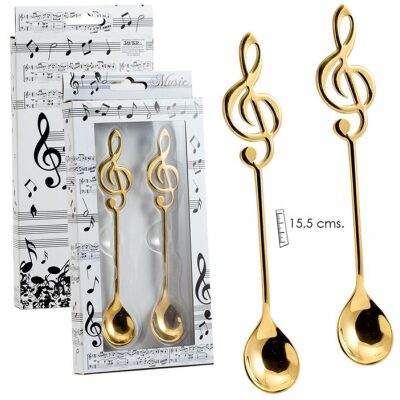 SET 2 CUCHARAS DORADAS CLAVE SOL