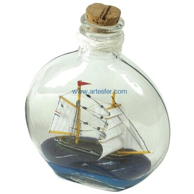BARCO EN BOTELLA CRISTAL REDONDA