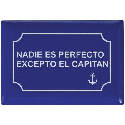 IMAN PLACA METAL AZUL NADIE ES PERFECTO EXCEPTO   