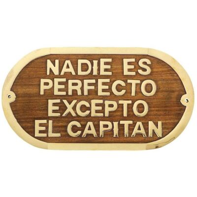 PLACA MADERA NADIE ES PERFECTO EXCEPTO          