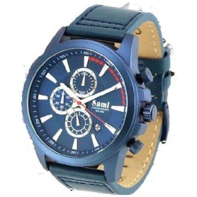 RELOJ PULSERA CRONOGRAFO PIEL AZUL