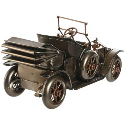 COCHE RETRO METAL ENVEJECIDO 35 CM  CON CAPOTA