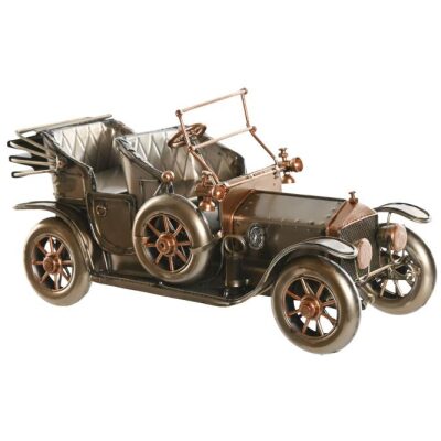 COCHE RETRO METAL ENVEJECIDO 35 CM  CON CAPOTA