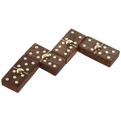DOMINO CAJA MADERA DECORADA FICHAS