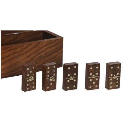 DOMINO CAJA MADERA DECORADA FICHAS