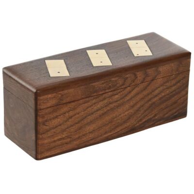 DOMINO CAJA MADERA DECORADA FICHAS