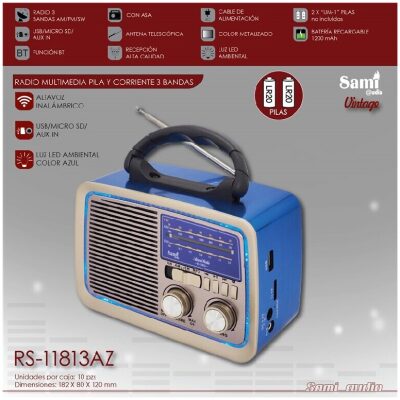 RADIO VINTAGE AZUL METALIZADA CON ASA