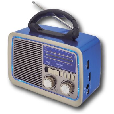 RADIO VINTAGE AZUL METALIZADA CON ASA