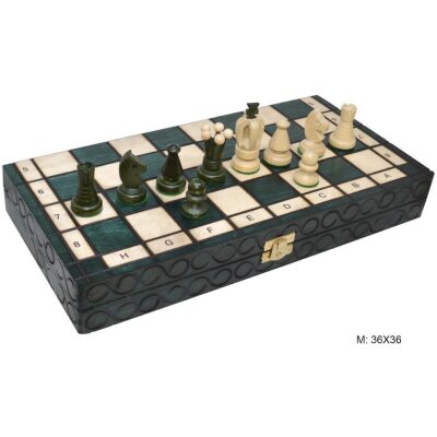 AJEDREZ PLEGABLE ROYAL 36X36 MADERA VERDE