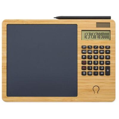 CALCULADORA DE BAMBU CON PIZARRA