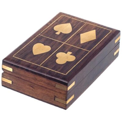 CARTAS POCKER CAJA MADERA SIMBOLOS POCKER
