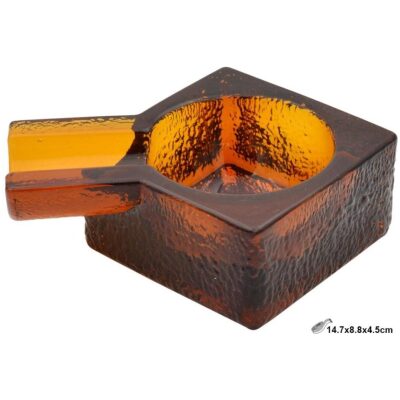 CENICERO PURO CUADRADO CRISTAL AMBAR