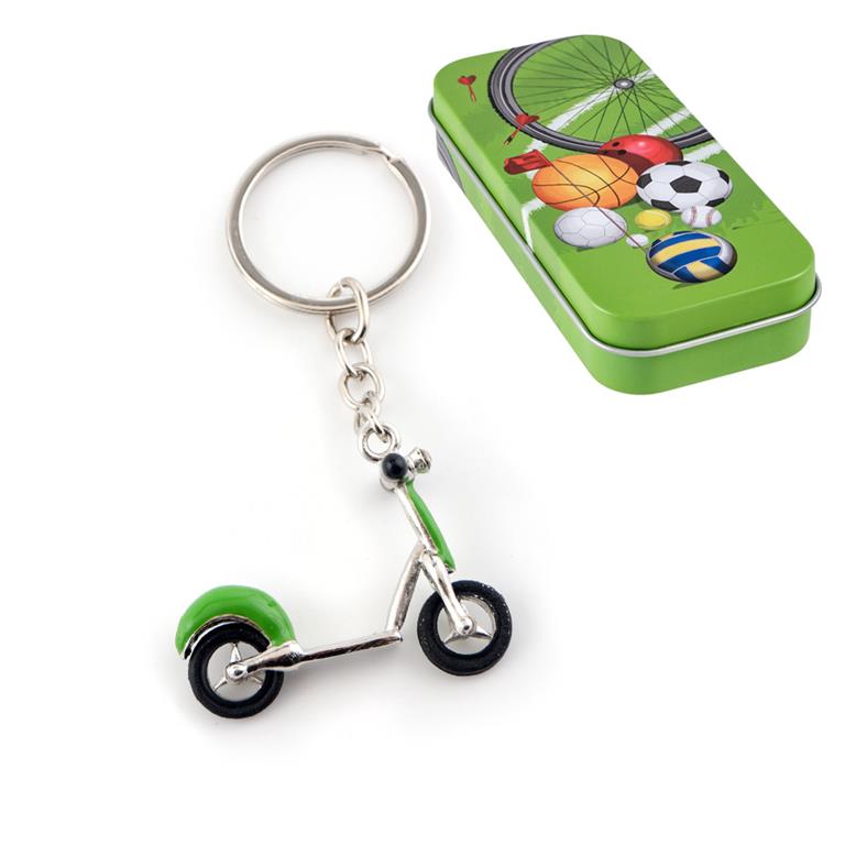 LLAVERO PATINETE ESMALTE VERDE CAJA