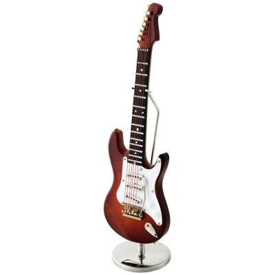 MINIATURA MUSICAL GUITARRA ELECTRICA MARRON-BLANCA