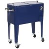 NEVERA JARDIN  DE ACERO AZUL CON RUEDAS  56L