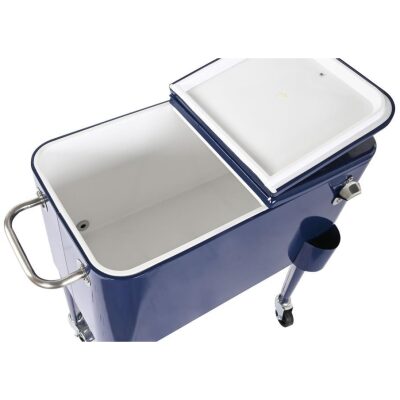 NEVERA JARDIN  DE ACERO AZUL CON RUEDAS  56L