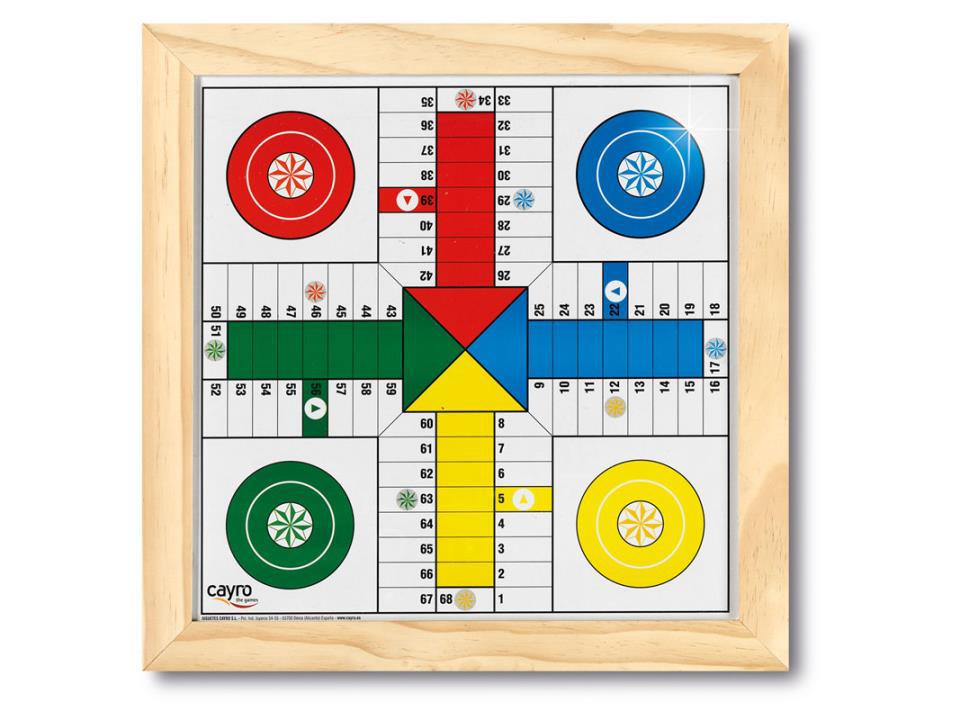 PARCHIS 4 Y 6 JUGADORES 44x44 CRISTAL MARCO MADERA