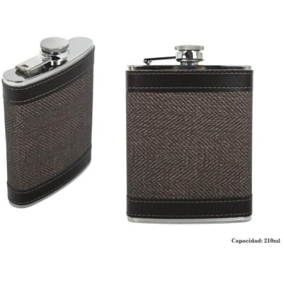 PETACA 07 OZ  TELA MARRON ESPIGAS