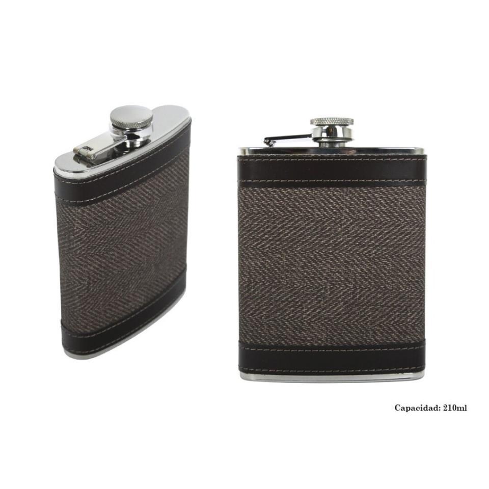 PETACA 07 OZ TELA MARRON ESPIGAS