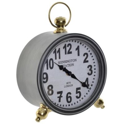 RELOJ MESA 25 CM  REDONDO PATAS DORADAS