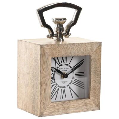 RELOJ MESA CLASICO MADERA ASA ALUMINIO
