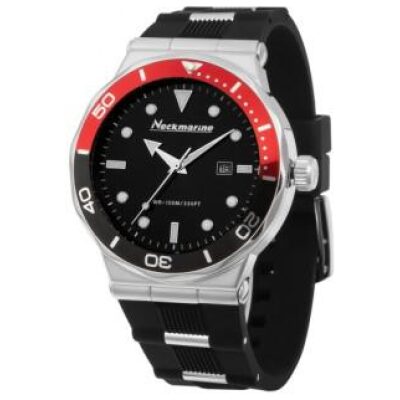 RELOJ NECKMARINE CAUCHO NEGRO CONTORNO ROJO