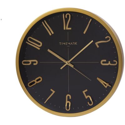 RELOJ PARED 34 CM  Nº RELIEVE NEGRO DORADO  CL2810