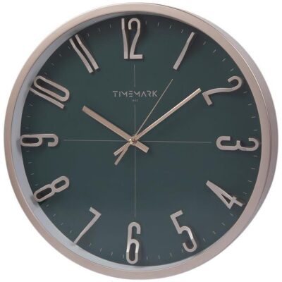 RELOJ PARED 34 CM  Nº RELIEVE  VERDE-PLATA CL08-10