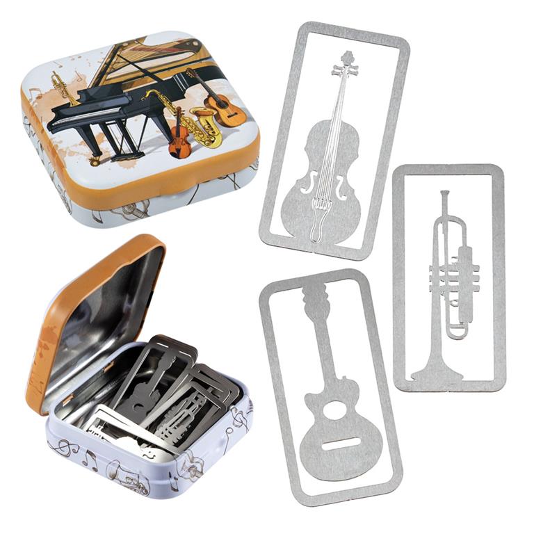 SET 12 CLIP INSTRUMENTOS MUSICALES CAJA DECORADA