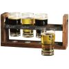 SET CATA CERVEZAS  BASE MADERA 4 VASOS