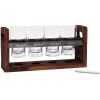 SET CATA CERVEZAS  BASE MADERA 4 VASOS