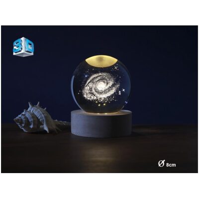 BOLA CRISTAL 3D GALAXIA CON LUZ