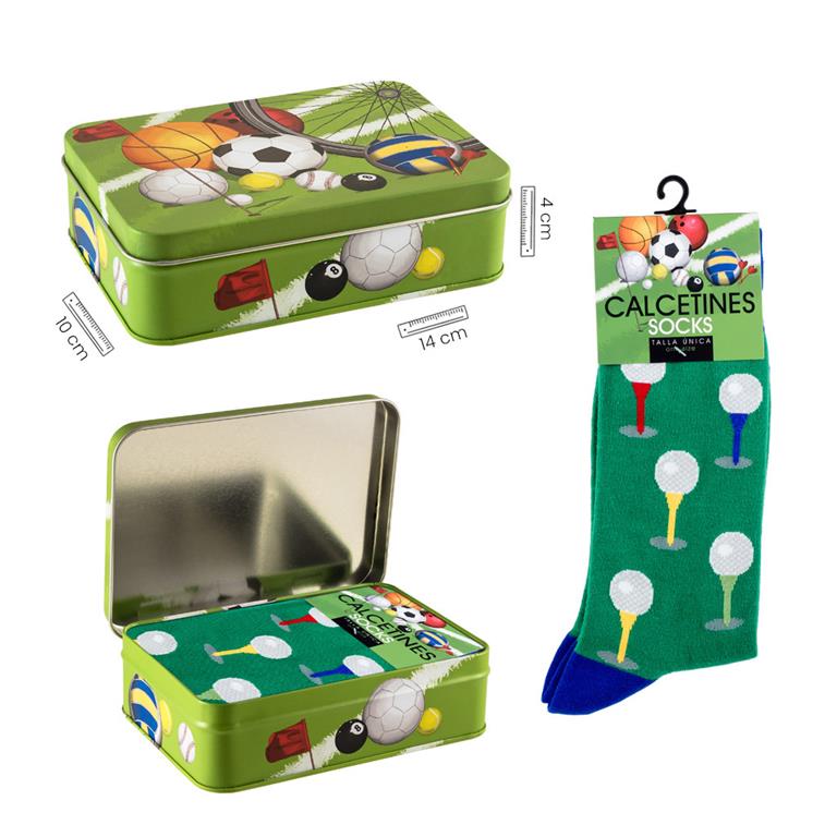 CALCETINES BOLA GOLF VERDE LATA DECORADA