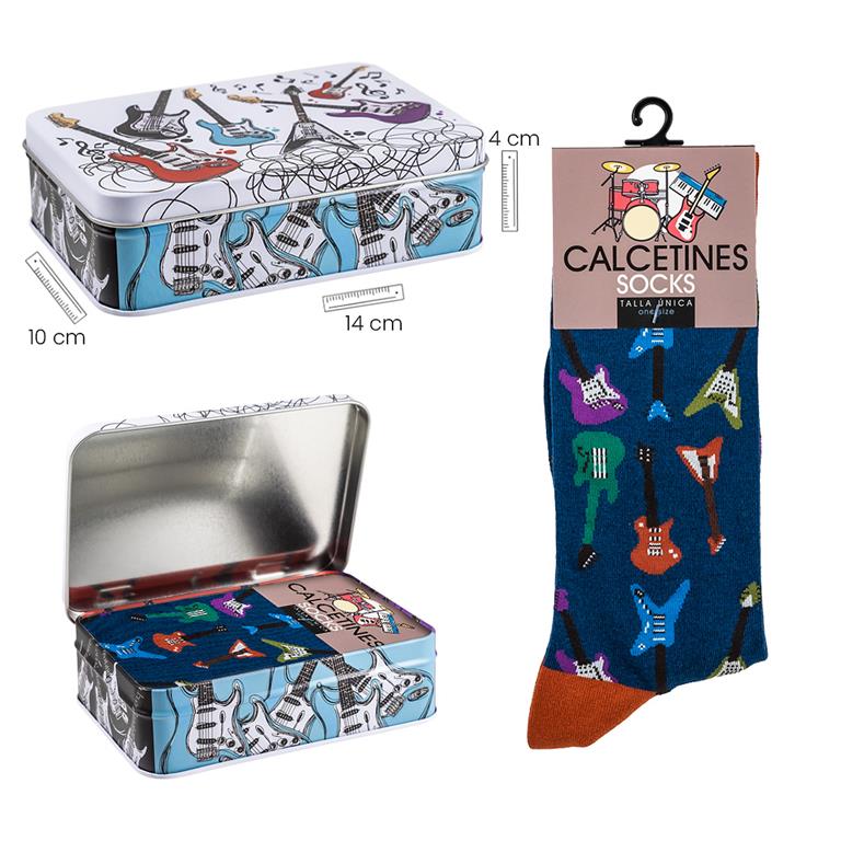 CALCETINES GUITARRA ELECTRICA AZUL LATA DECORADA