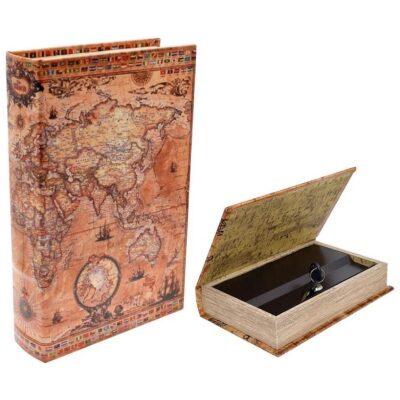 HUCHA CAJA FUERTE LIBRO MAPAMUNDI FLAGS MARRON